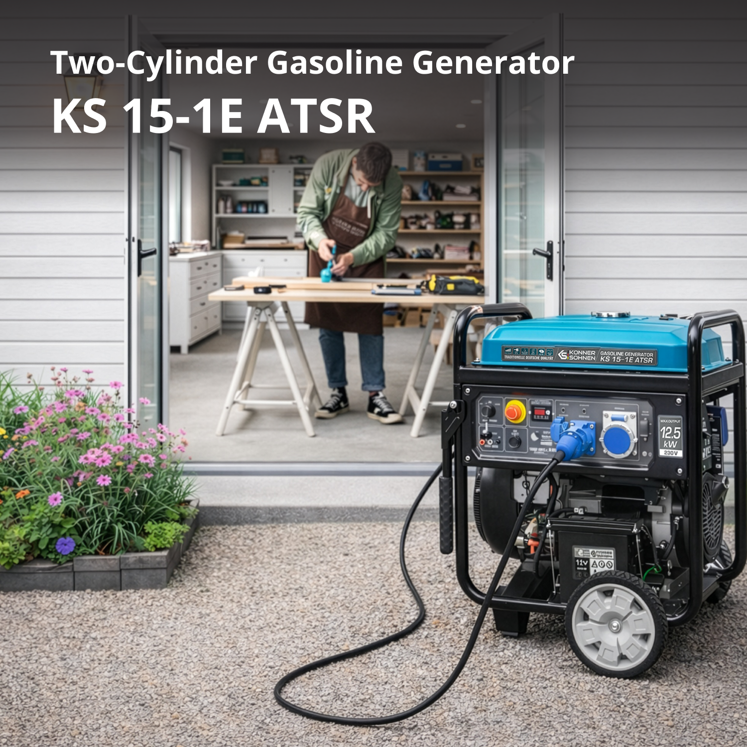 2-cylinders gasoline generator "Könner & Söhnen" KS 15-1E ATSR