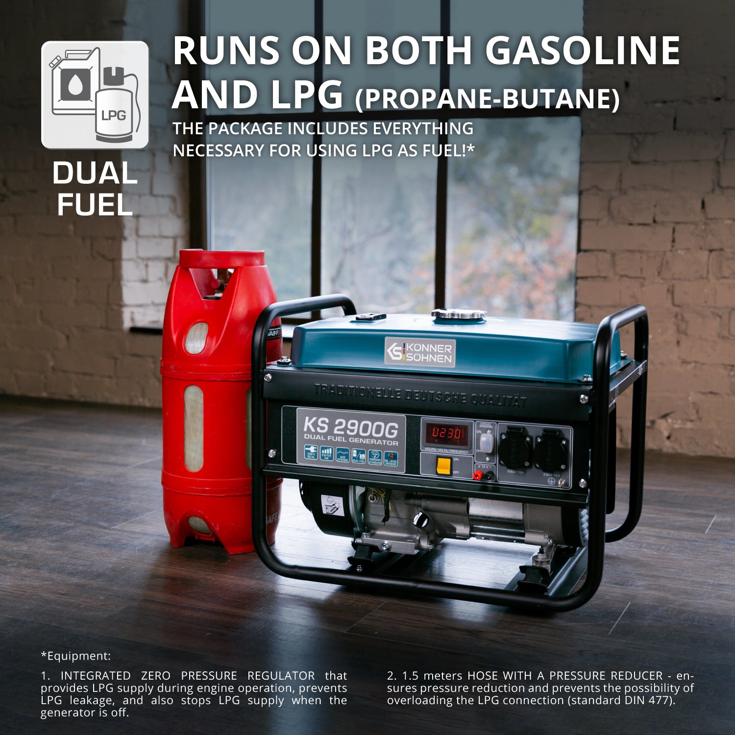 LPG/Benzininis generatorius "Könner & Söhnen" KS 2900G