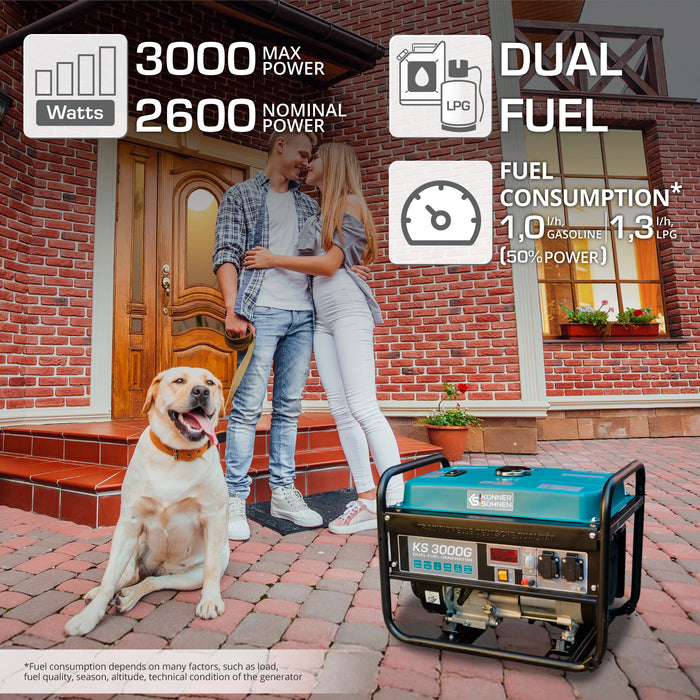 LPG/Benzininis generatorius "Könner & Söhnen" KS 3000G