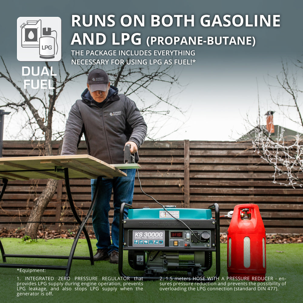 LPG/Benzininis generatorius "Könner & Söhnen" KS 3000G