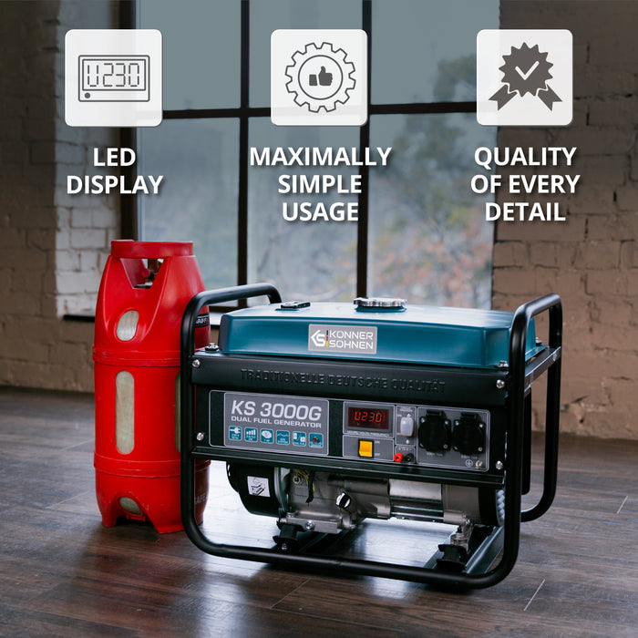 LPG/Benzininis generatorius "Könner & Söhnen" KS 3000G