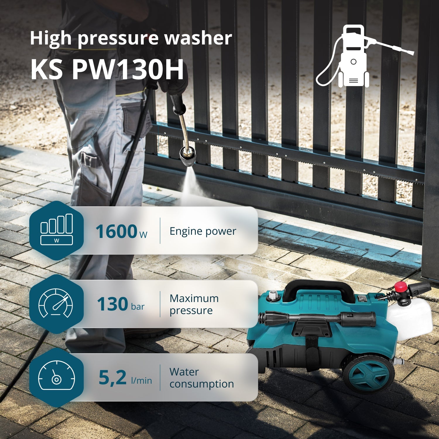 Aukšto slėgio plovimo įrenginys KS PW130H