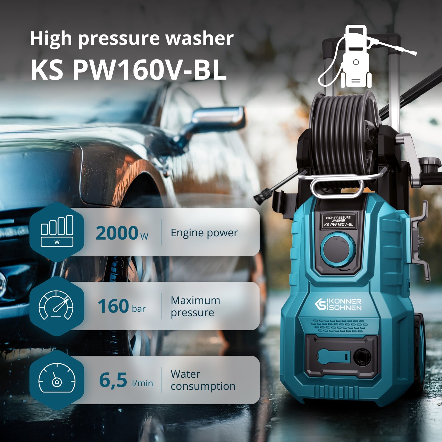 Aukšto slėgio plovimo įrenginys KS PW160V-BL