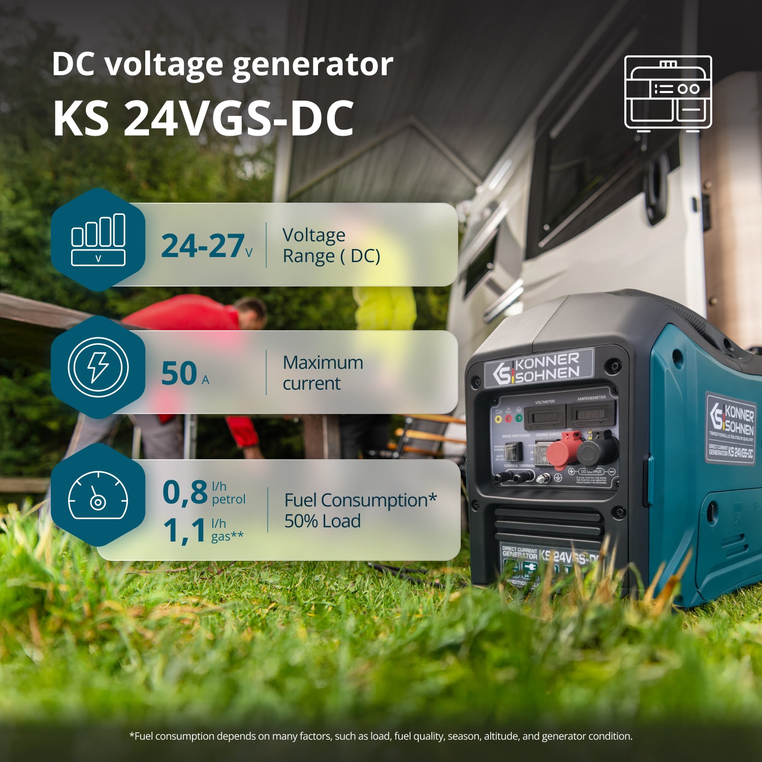 KS 24VGS-DC Nuolatinės Įtampos Generatorius su Dviguba Kuro Sistema