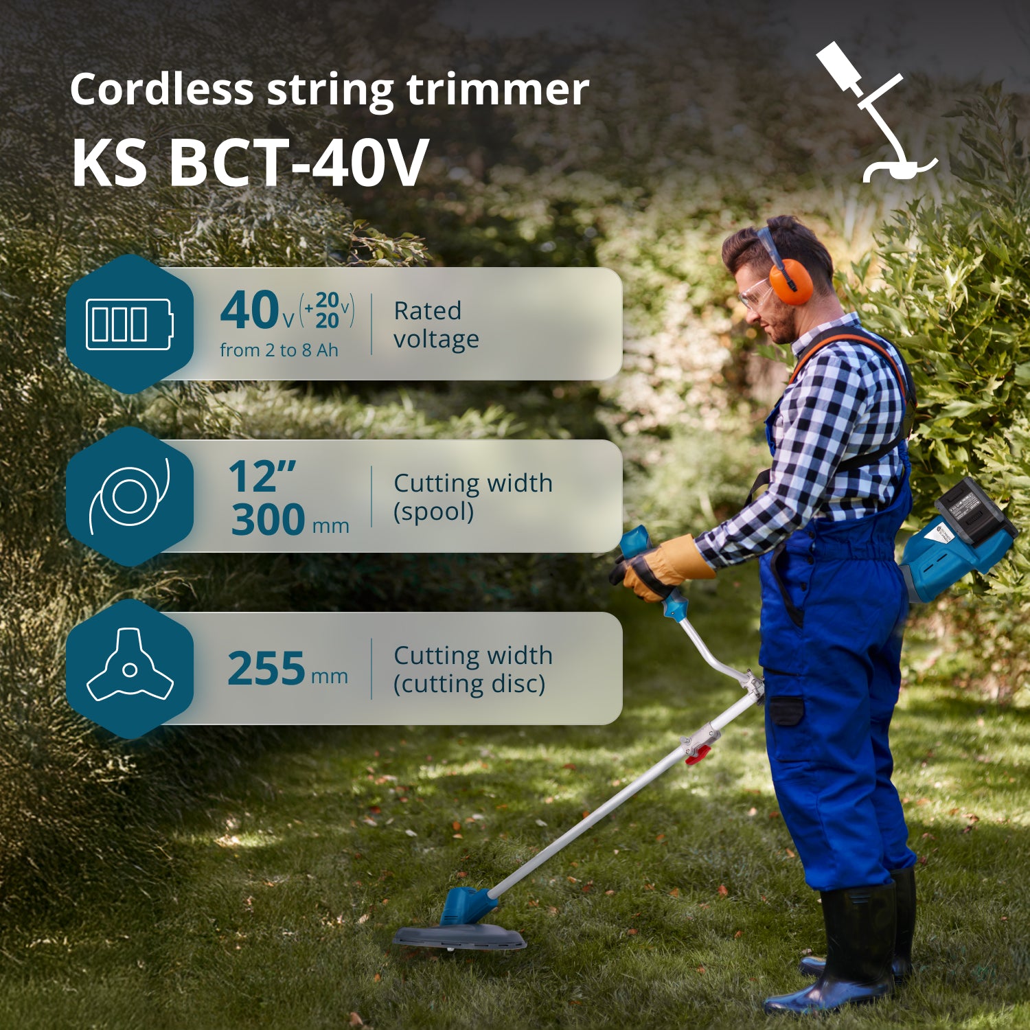 Belaidis krūmapjovė ir žoliapjovė KS BCT-40V