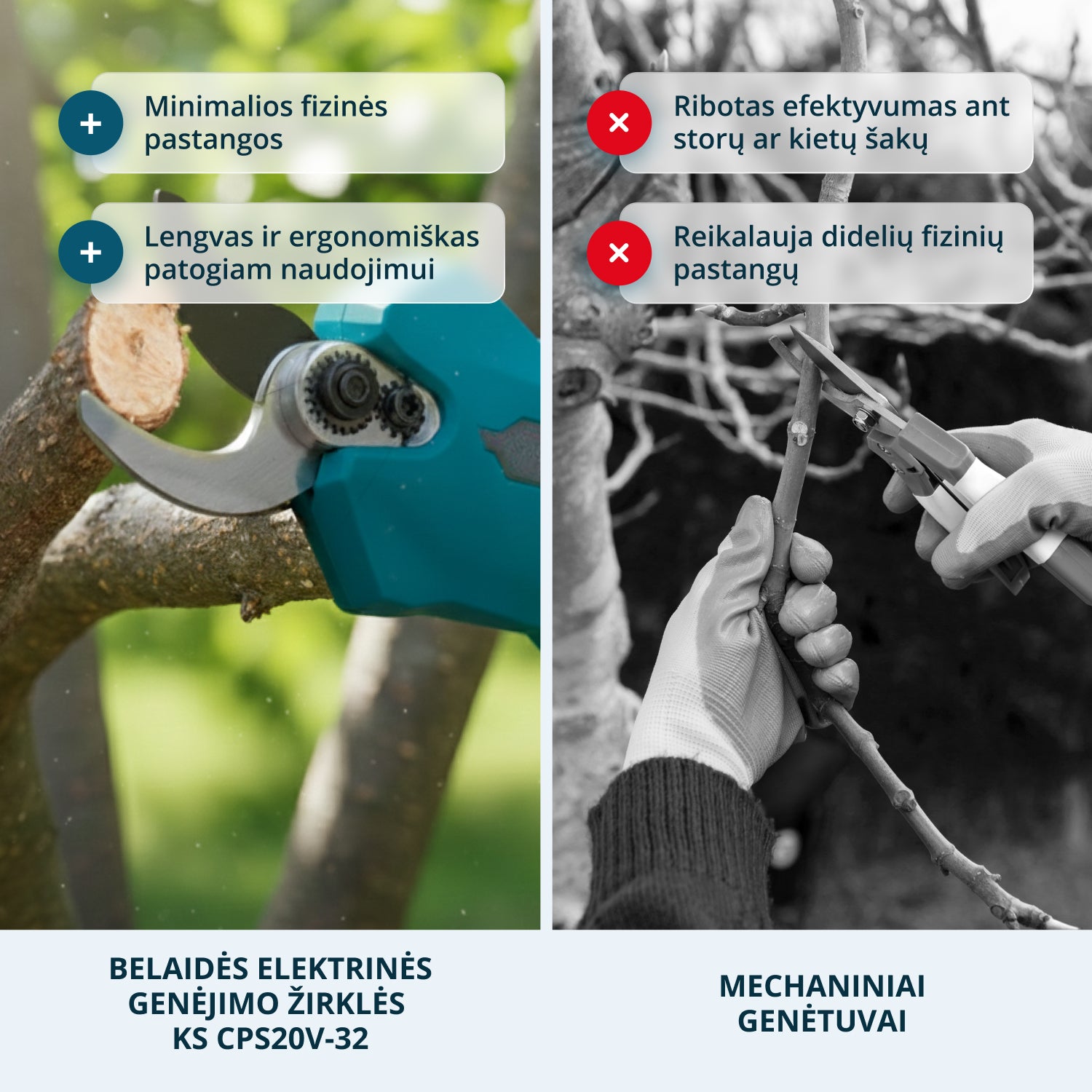 Belaidės elektrinės genėjimo žirklės KS CPS20V-32