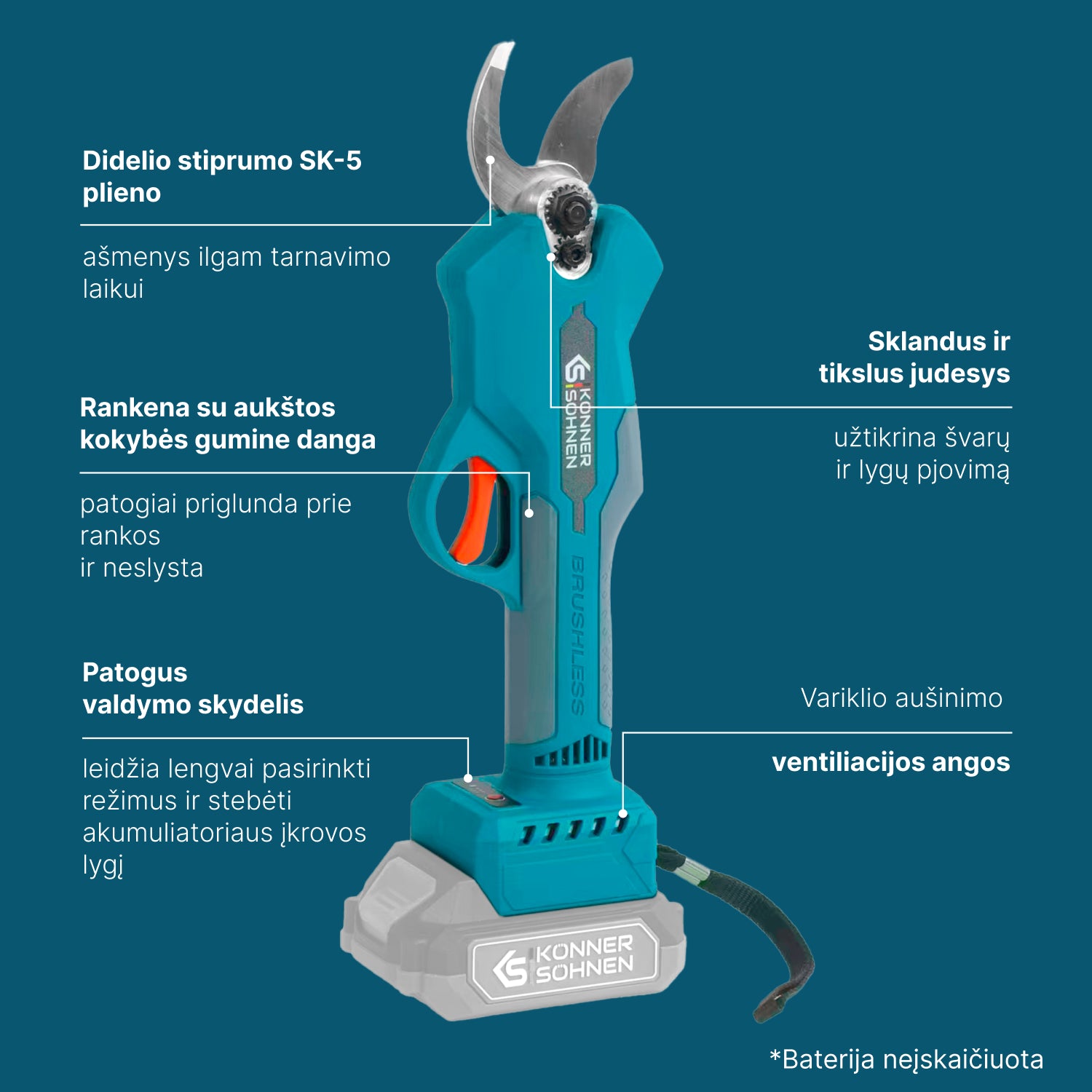 Belaidės elektrinės genėjimo žirklės KS CPS20V-32