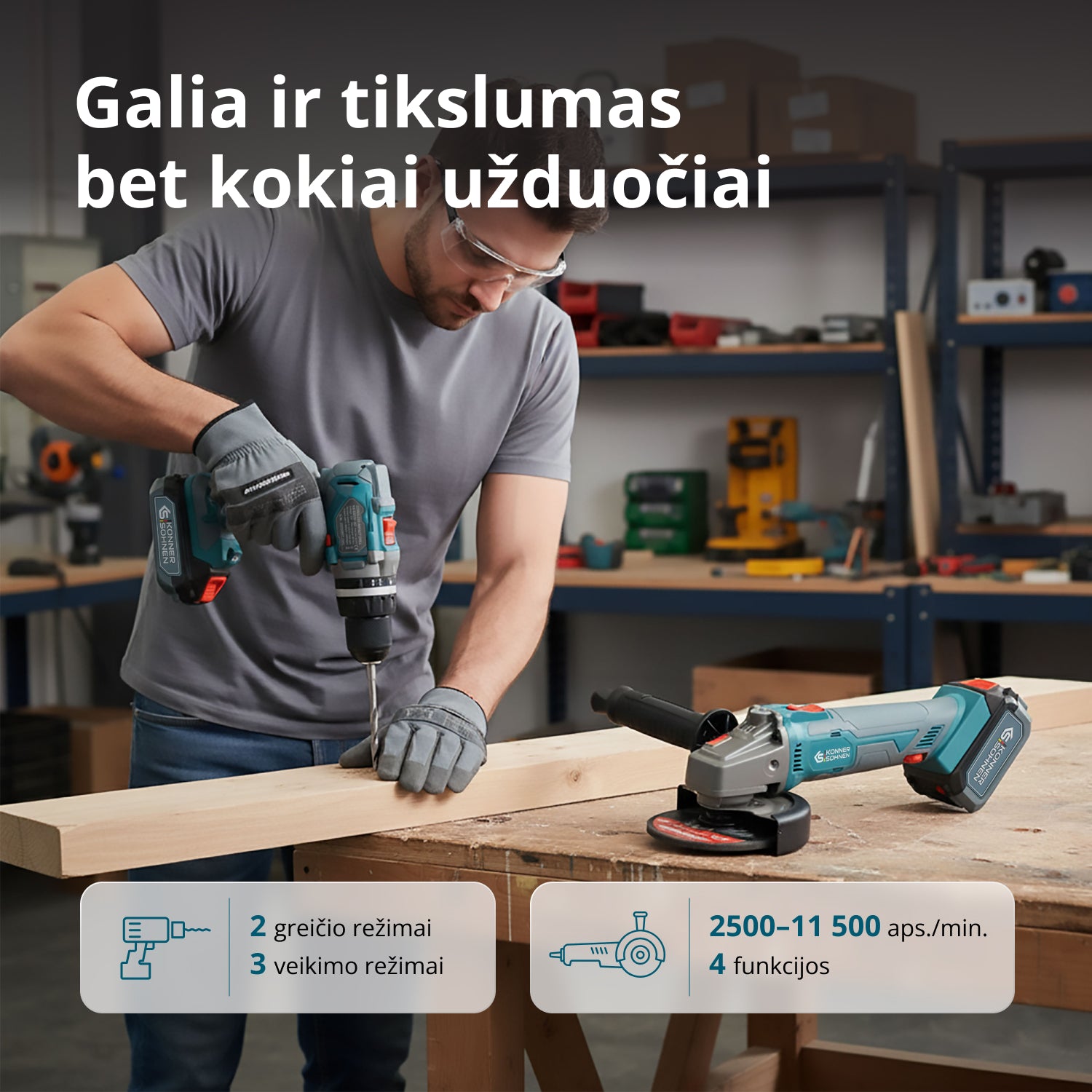 Belaidis pagrindinis rinkinys KS IDAGB 20V RINKINYS 1