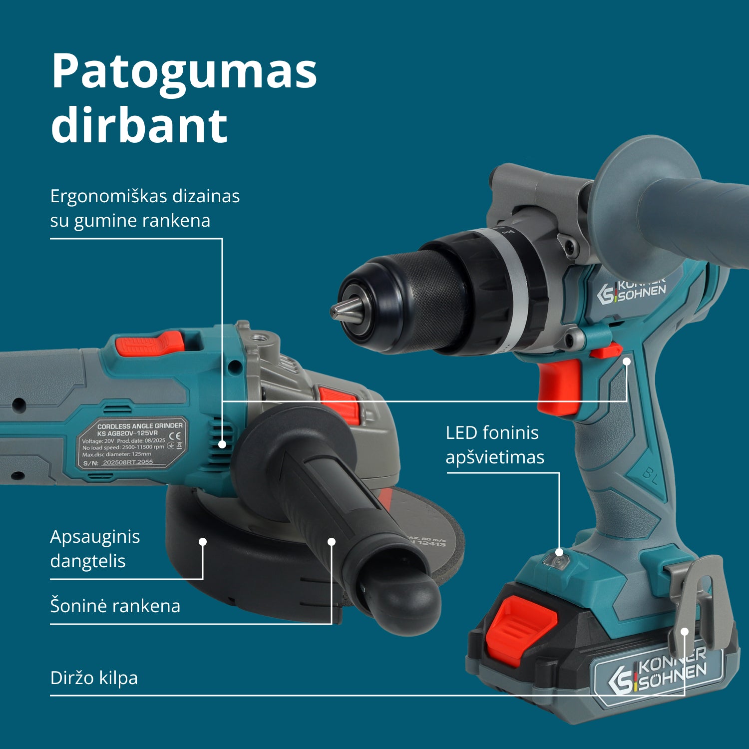 Belaidis pagrindinis rinkinys KS IDAGB 20V RINKINYS 1