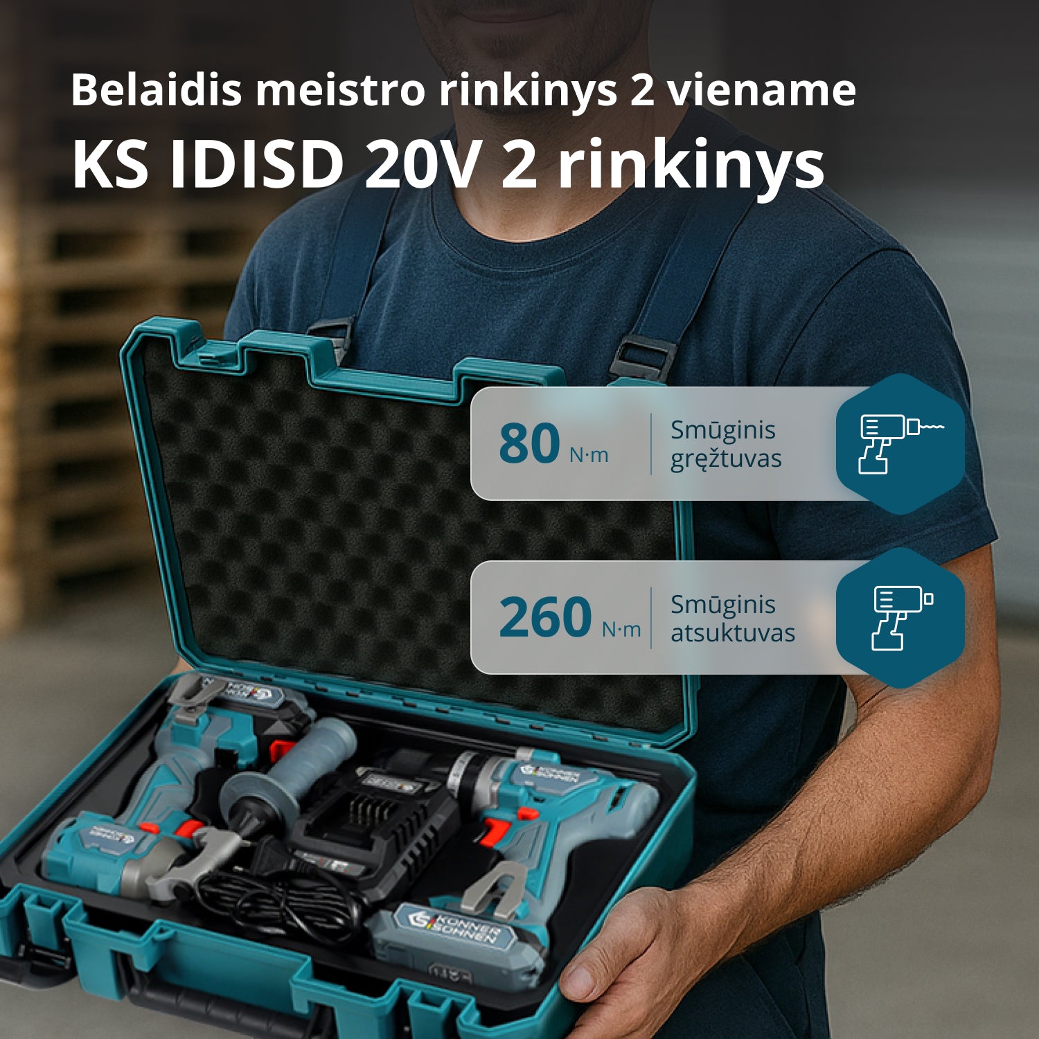 Belaidis pagrindinis rinkinys 2in1 KS IDISD 20V SET 2