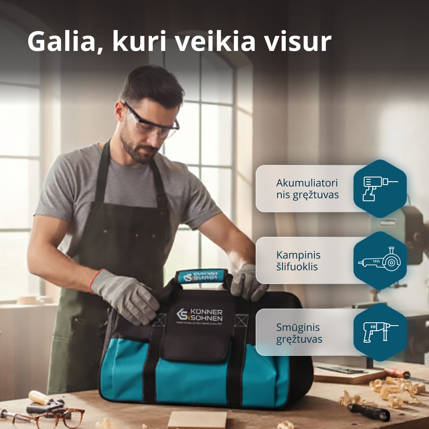 Belaidis pagrindinis rinkinys 3in1 KS RHAGD 20V SET 3