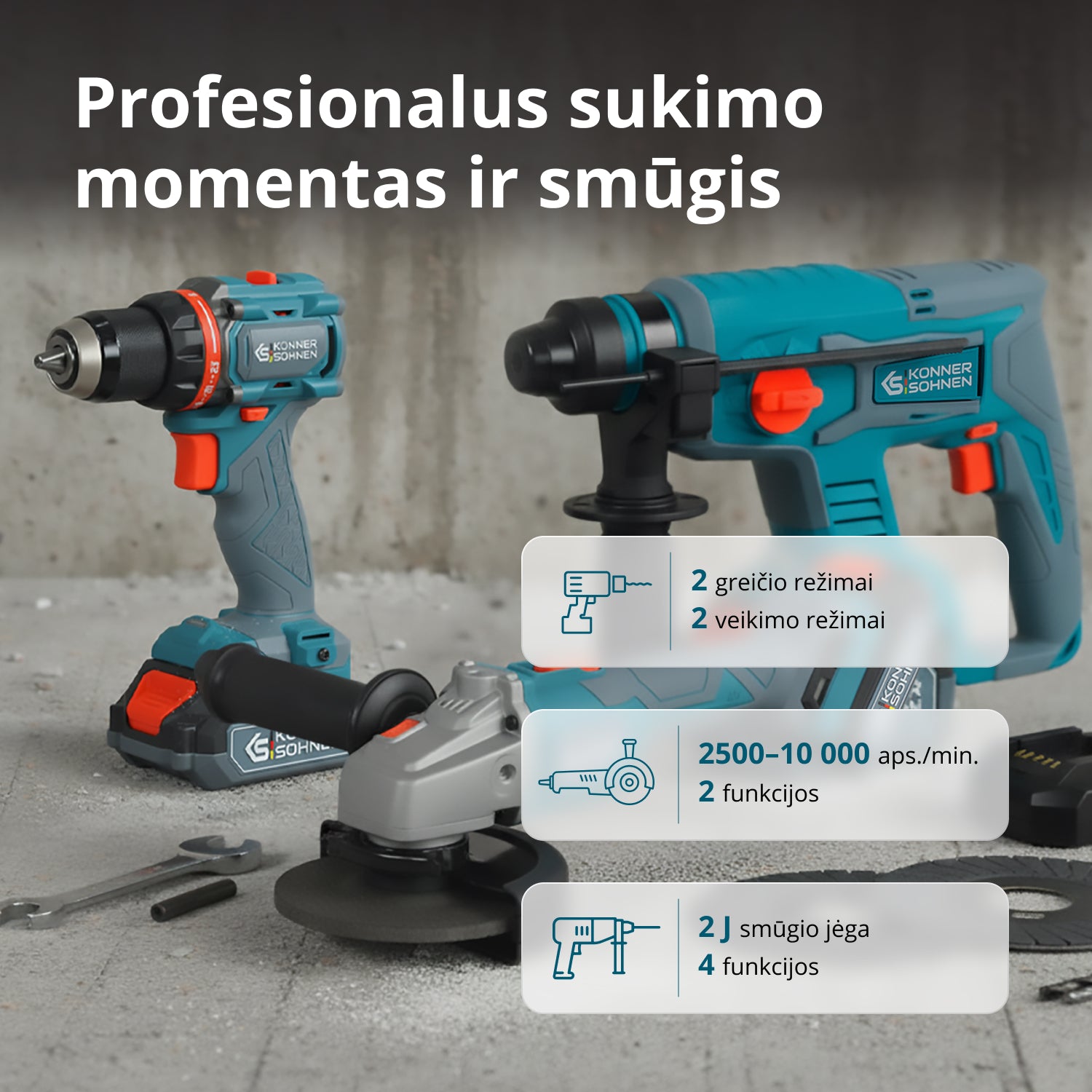 Belaidis pagrindinis rinkinys 3in1 KS RHAGD 20V SET 3