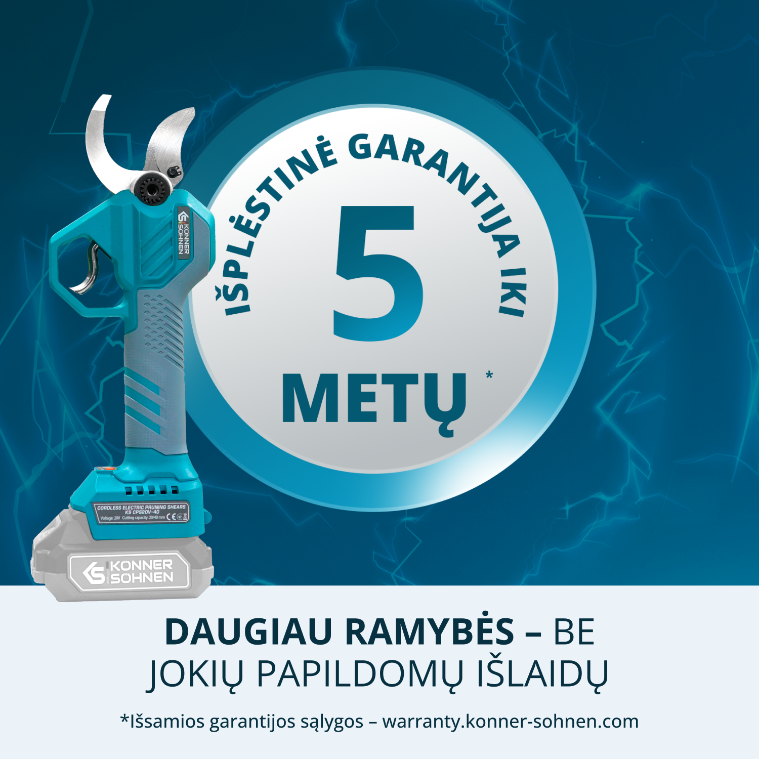 Belaidės elektrinės genėjimo žirklės KS CPS20V-40