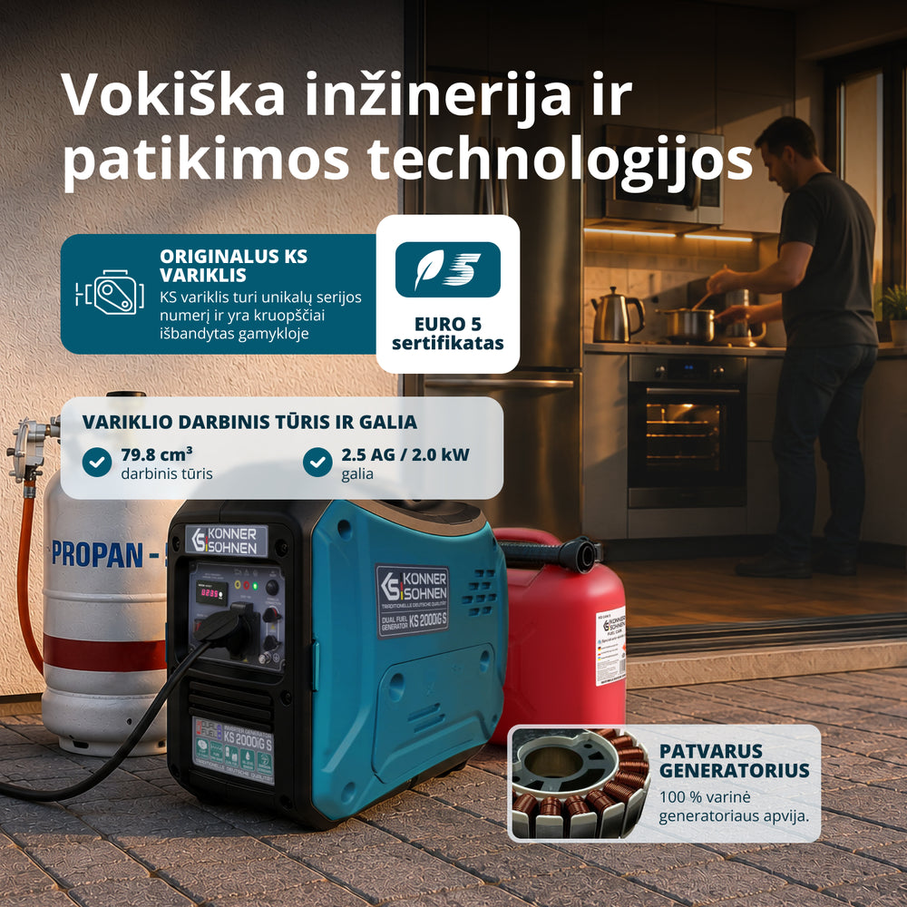 LPG/benzino inverterinis generatorius KS 2000iG S