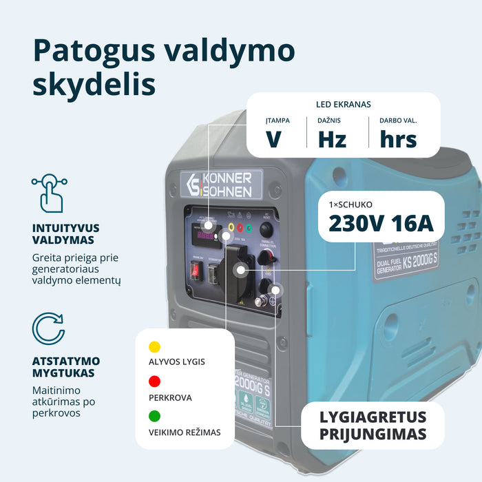 LPG/benzino inverterinis generatorius KS 2000iG S