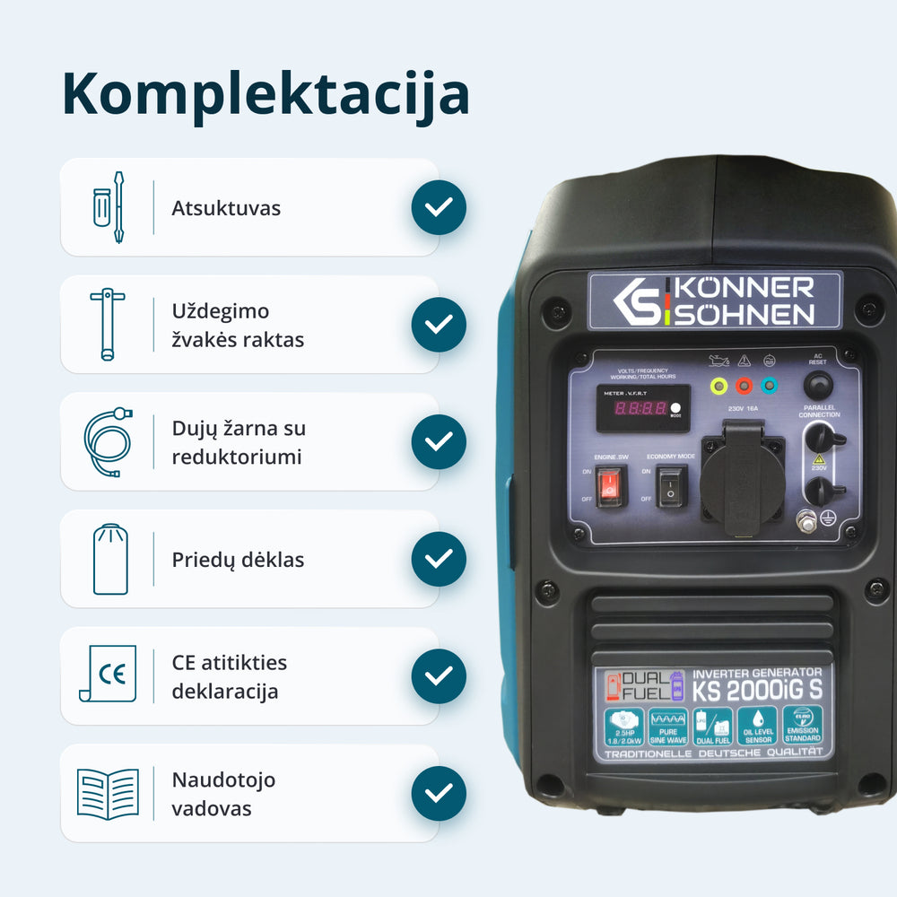 LPG/benzino inverterinis generatorius KS 2000iG S
