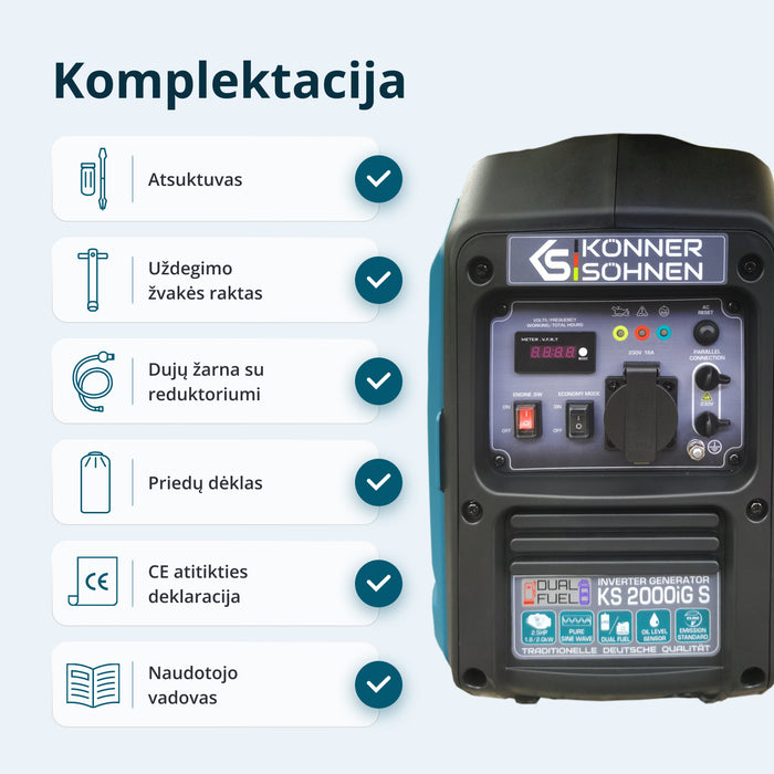 LPG/benzino inverterinis generatorius KS 2000iG S