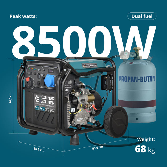 LPG/gasoline inverter generator KS 8100iEG