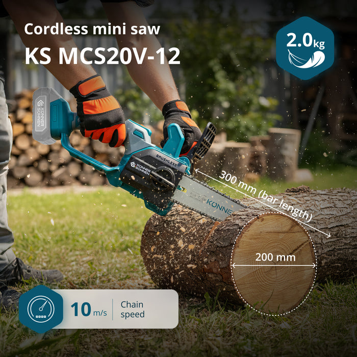 Belaidis mini grandininis pjūklas KS MCS20V-12
