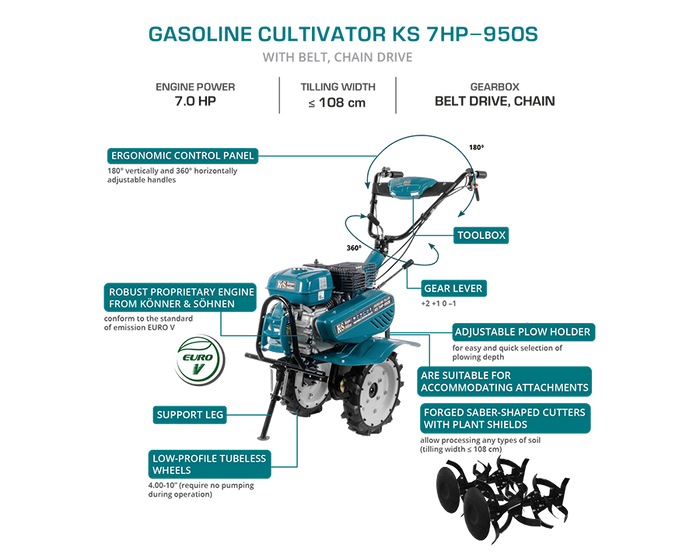 Gasoline tiller KS 7HP-950S