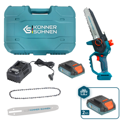 Belaidis mini grandininis pjūklas KS MCS20V-8 dėklas