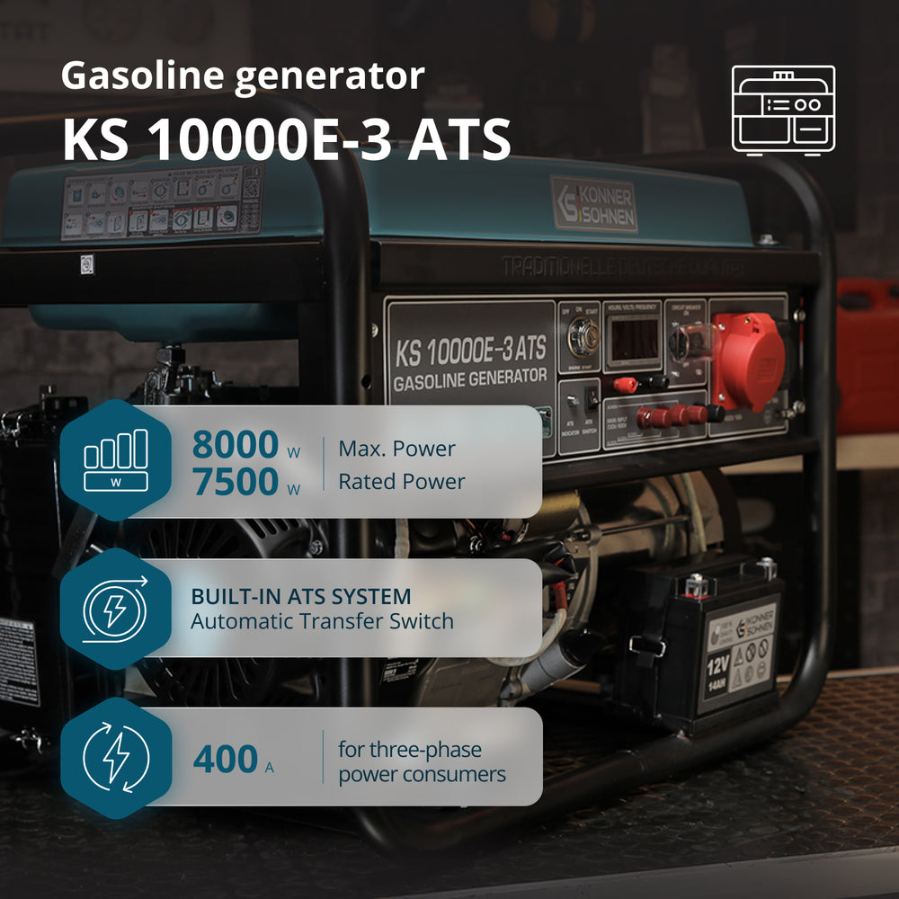 Benzininis generatorius "Könner & Söhnen" KS 10000E-3 ATS