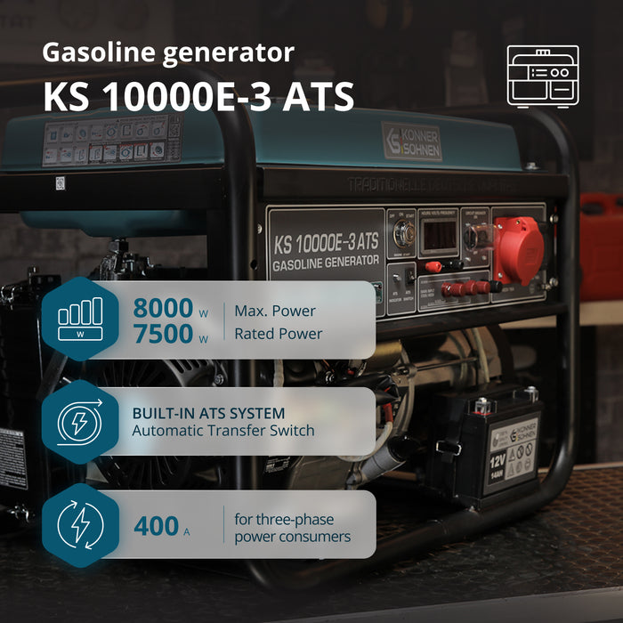 Benzininis generatorius "Könner & Söhnen" KS 10000E-3 ATS