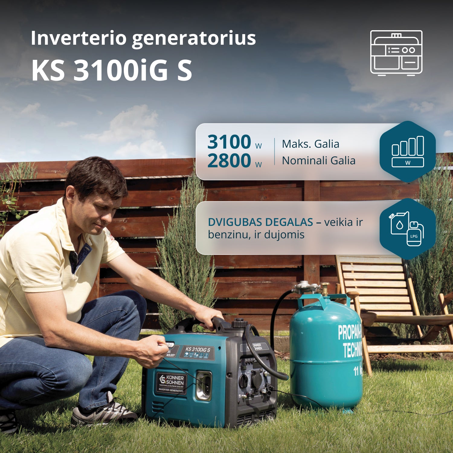 LPG/benzino inverterinis generatorius KS 3100iG S