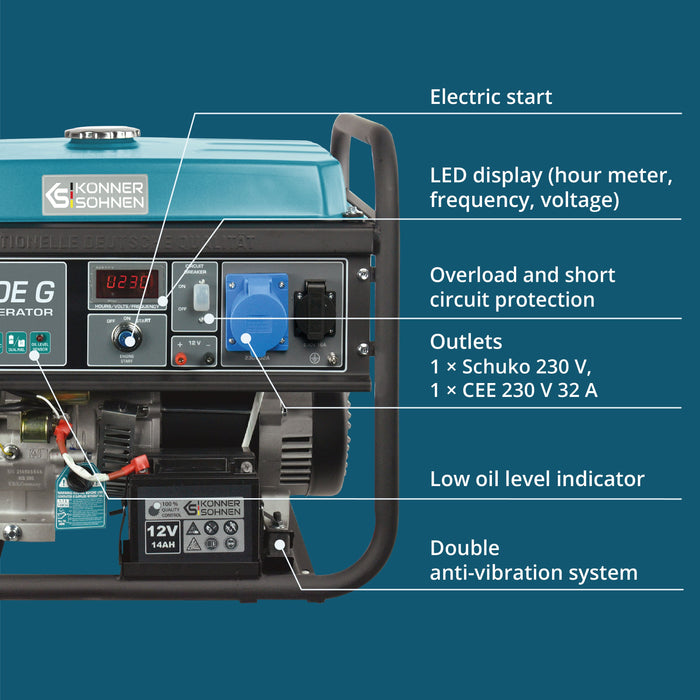 LPG/Benzininis generatorius "Könner & Söhnen" KS 7000E G