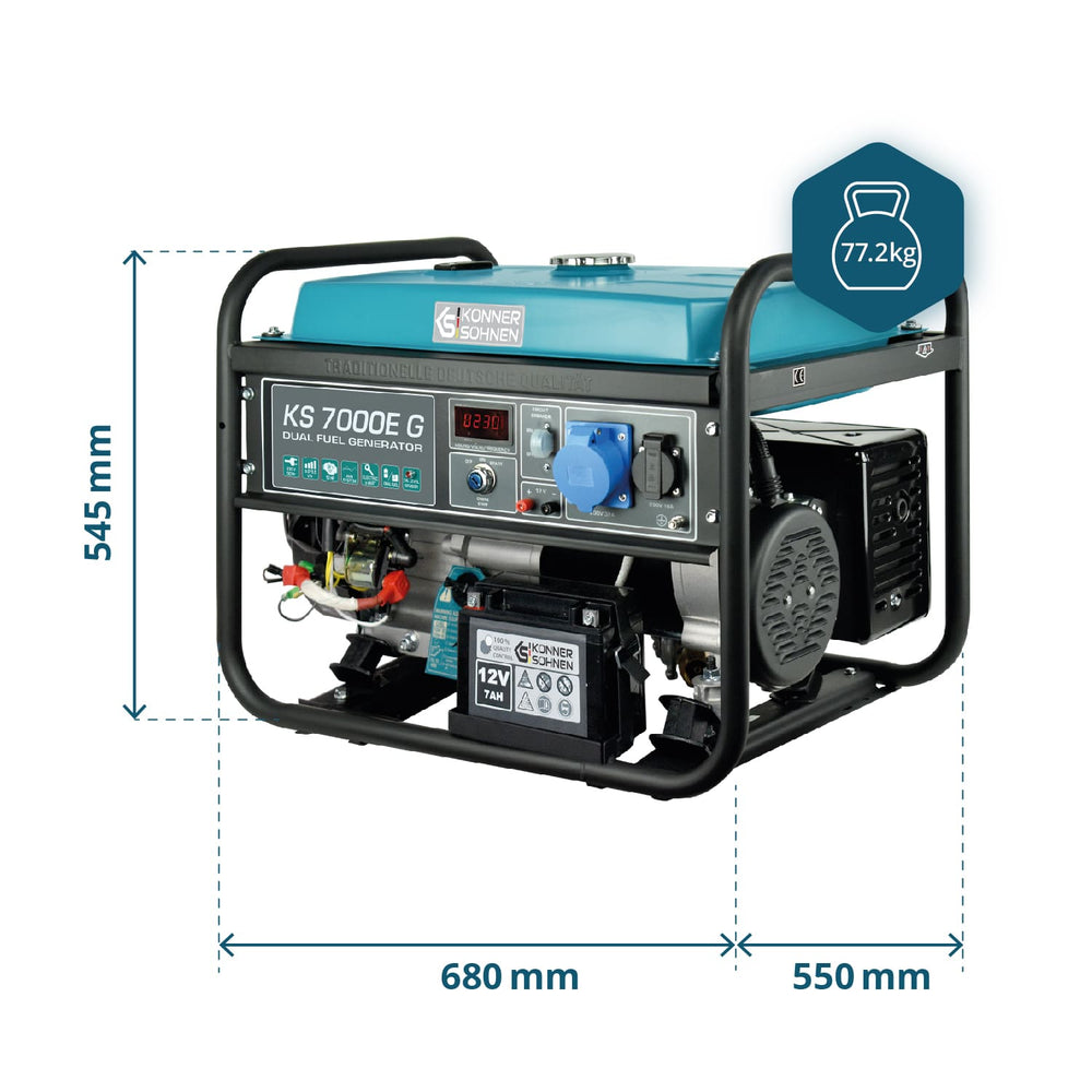 LPG/Benzininis generatorius "Könner & Söhnen" KS 7000E G