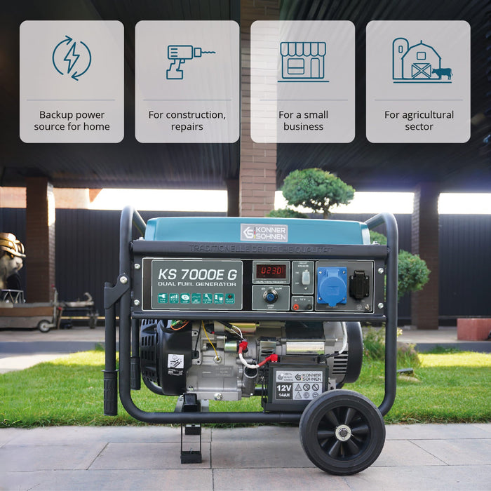 LPG/Benzininis generatorius "Könner & Söhnen" KS 7000E G