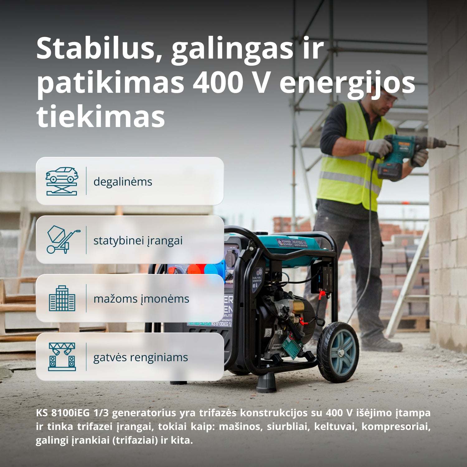 LPG/benzino inverterinis generatorius KS 8100iEG 1/3