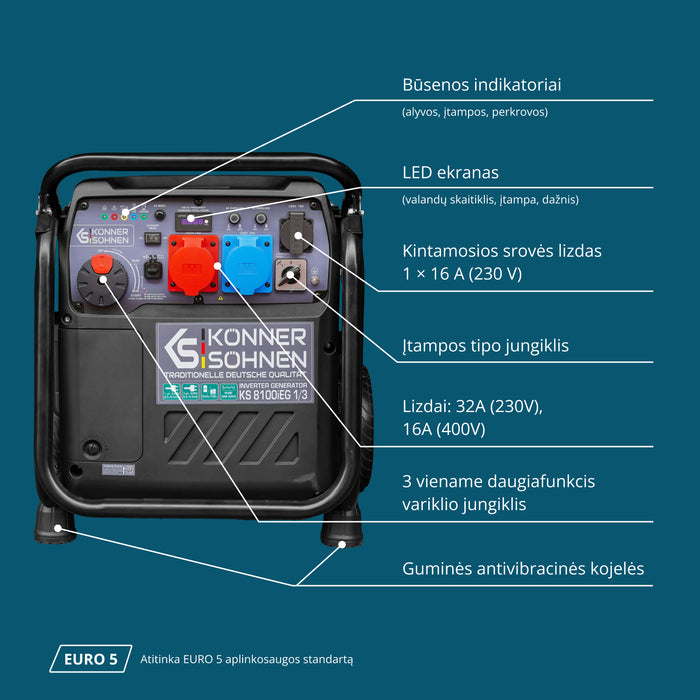 LPG/benzino inverterinis generatorius KS 8100iEG 1/3