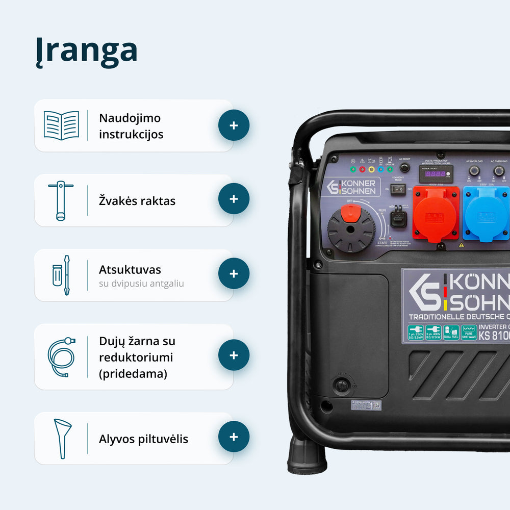 LPG/benzino inverterinis generatorius KS 8100iEG 1/3