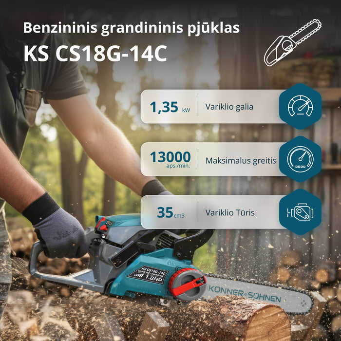 Benzininis grandininis pjūklas KS CS18G-14C