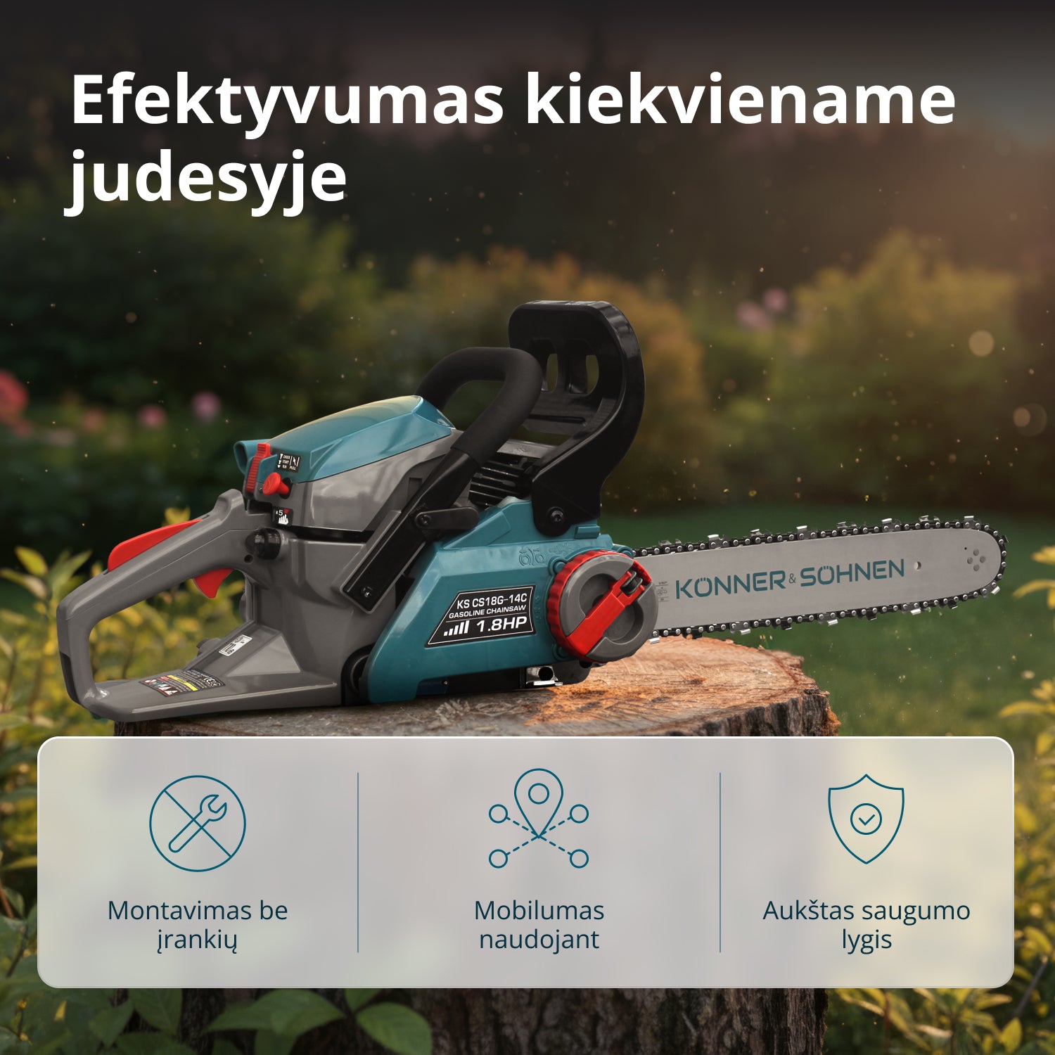 Benzininis grandininis pjūklas KS CS18G-14C