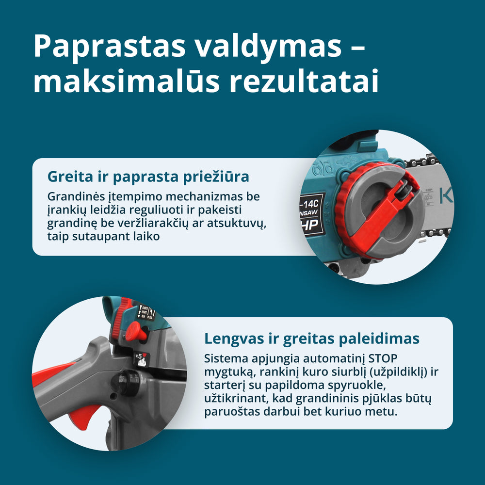 Benzininis grandininis pjūklas KS CS18G-14C