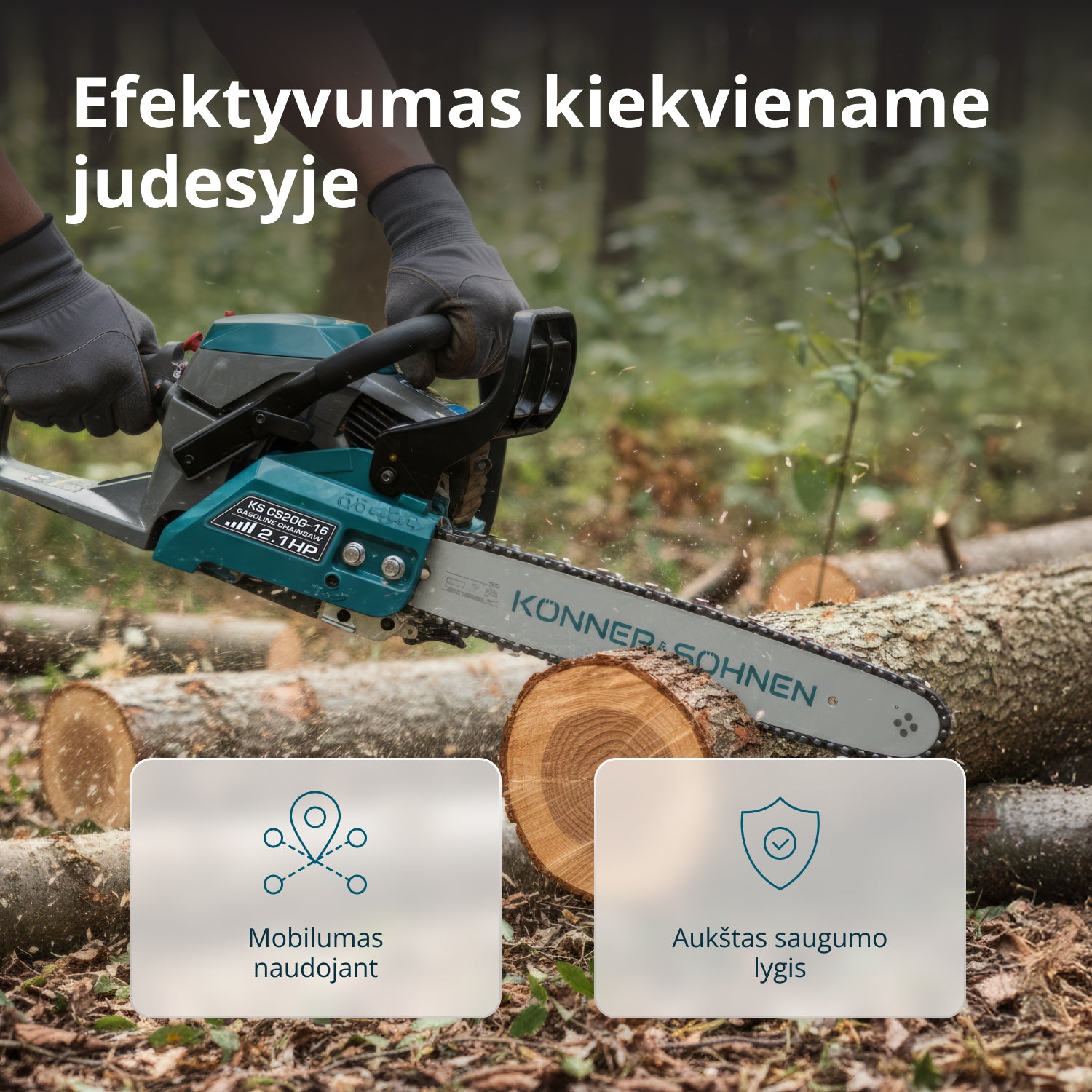 Benzininis grandininis pjūklas KS CS20G-16