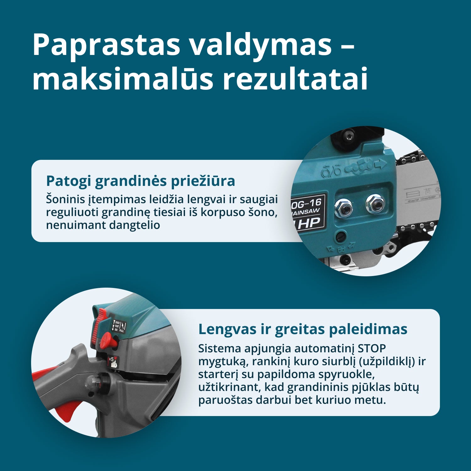 Benzininis grandininis pjūklas KS CS20G-16