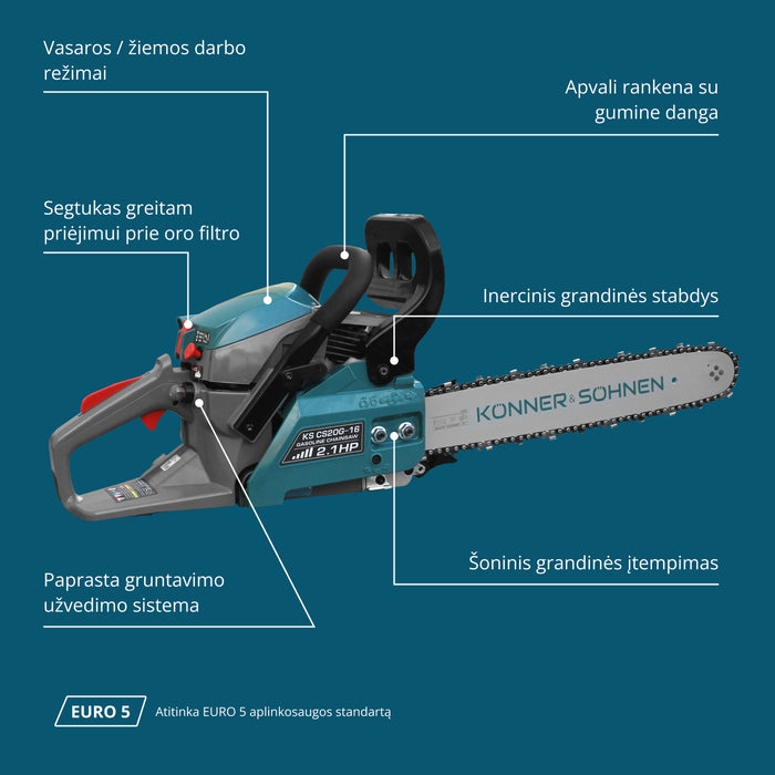 Benzininis grandininis pjūklas KS CS20G-16