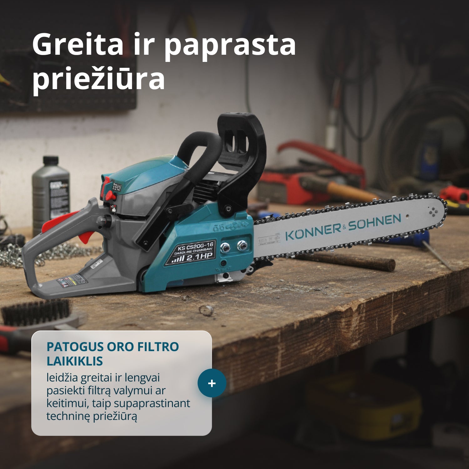 Benzininis grandininis pjūklas KS CS20G-16