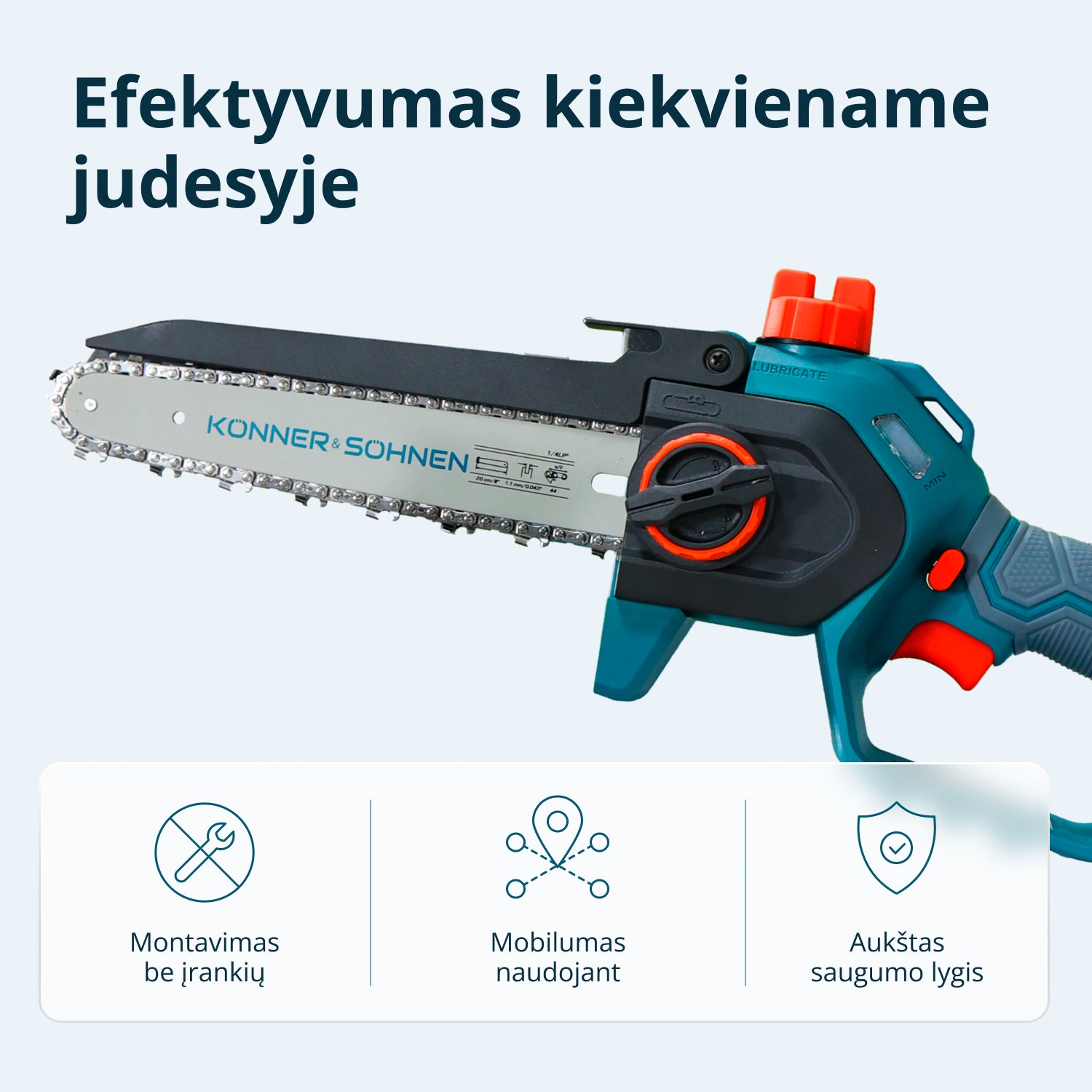 Belaidis mini grandininis pjūklas KS MCS20V-8