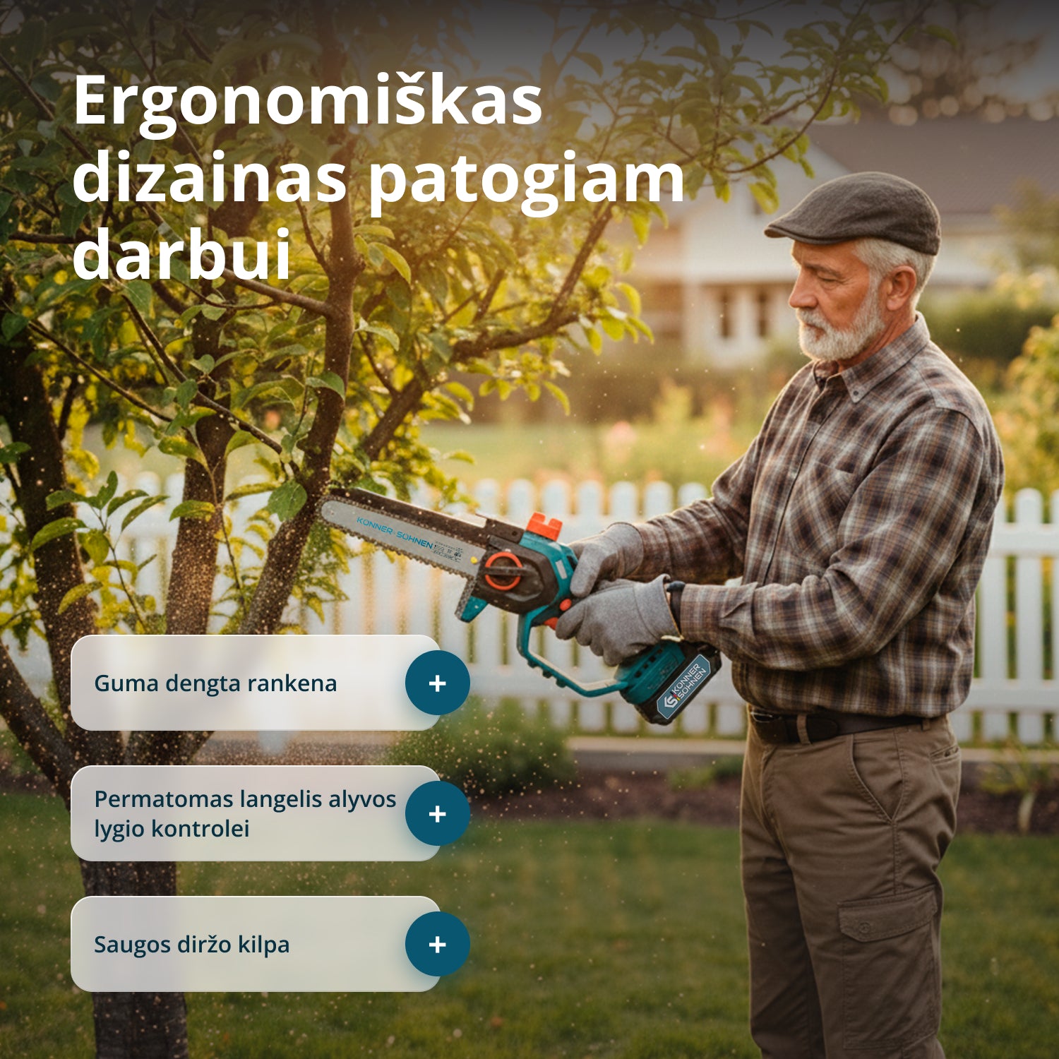 Belaidis mini grandininis pjūklas KS MCS20V-8