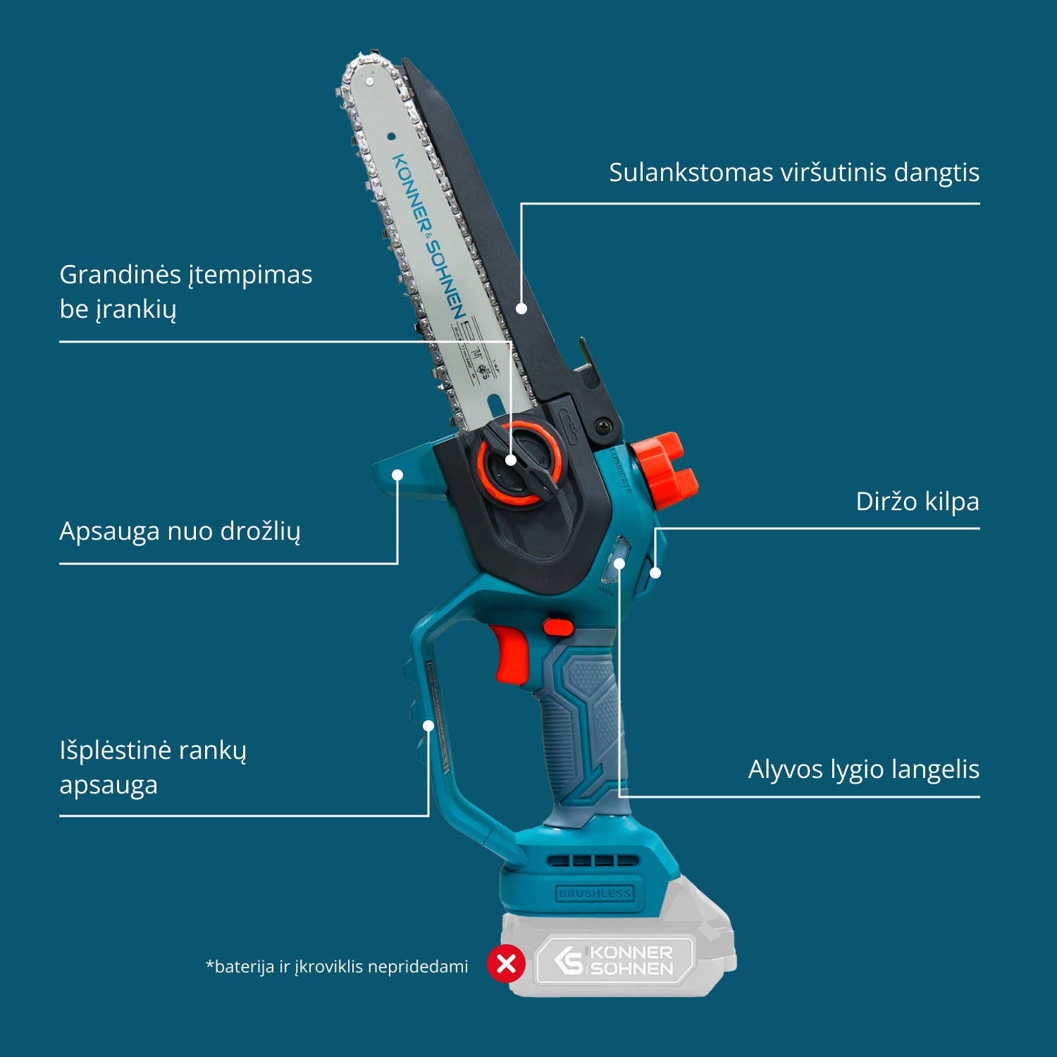 Belaidis mini grandininis pjūklas KS MCS20V-8