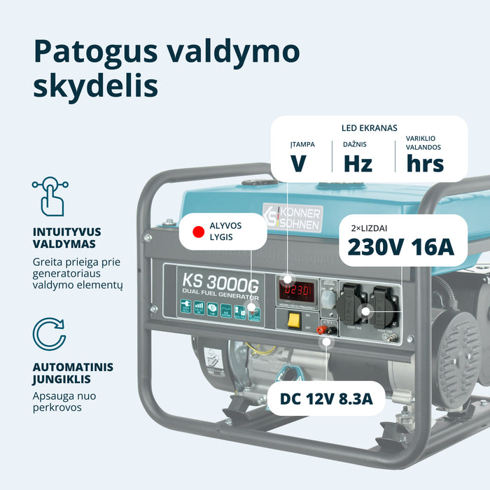 LPG/Benzininis generatorius "Könner & Söhnen" KS 3000G