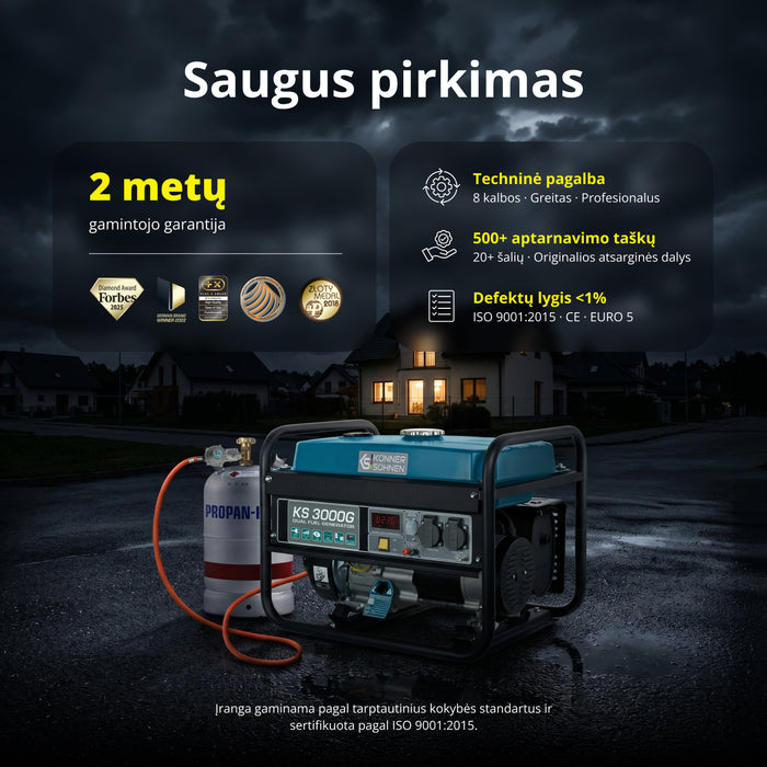 LPG/Benzininis generatorius "Könner & Söhnen" KS 3000G