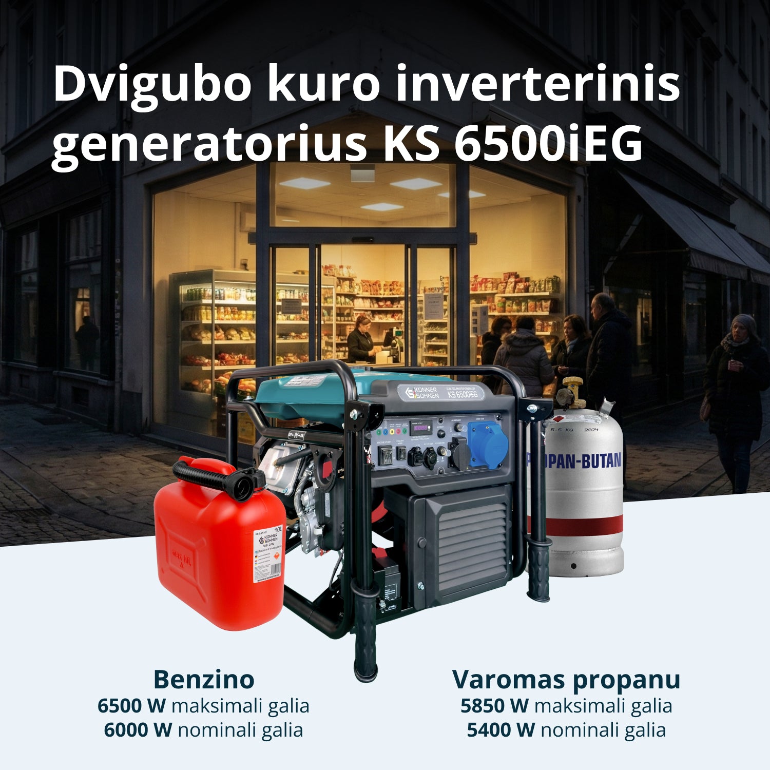 Dvigubo kuro inverterinis generatorius KS 6500iEG