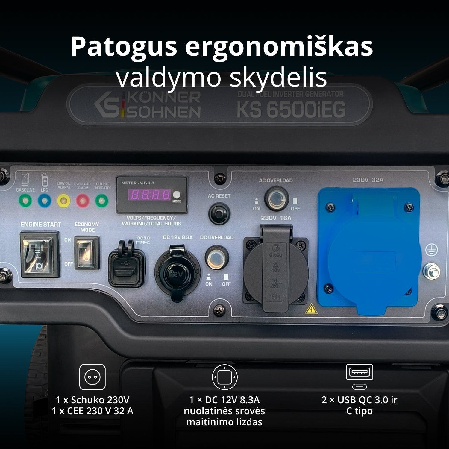 Dvigubo kuro inverterinis generatorius KS 6500iEG