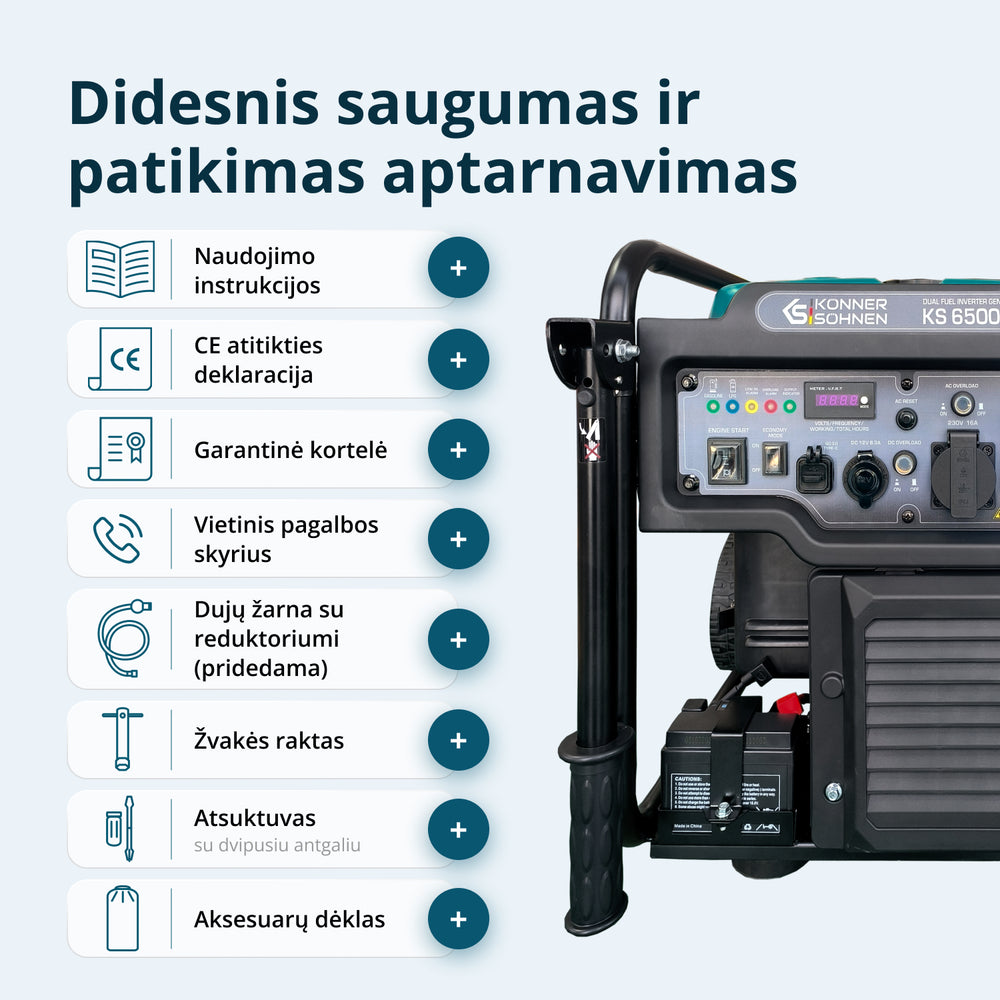 Dvigubo kuro inverterinis generatorius KS 6500iEG