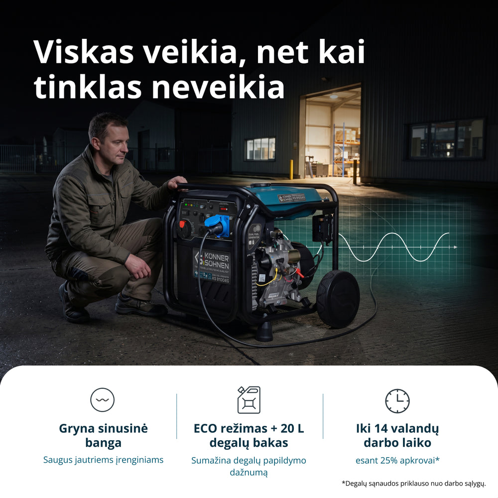 LPG/benzino inverterinis generatorius KS 8100iEG